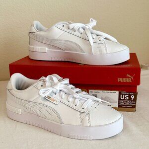 New PUMA Court Sneaker Women's Retro Walking Tennis Shoe Size 9 White With Gold